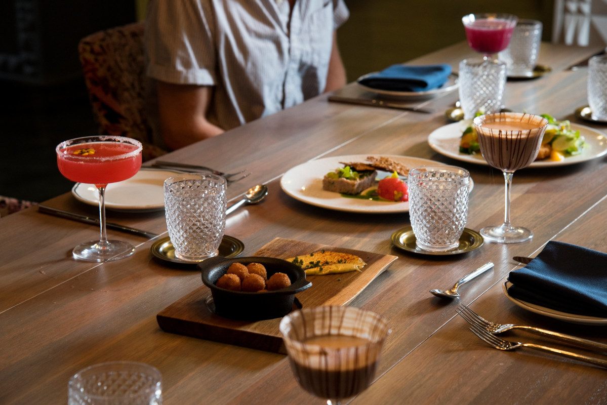 Different types of food and drink on the table